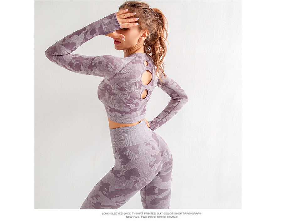 Camouflage 3-piece long sleeved bra pants sports Set!