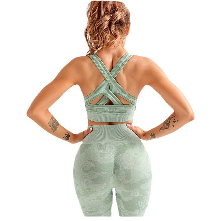 Camouflage 3-piece long sleeved bra pants sports Set!