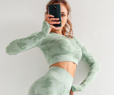 Camouflage 3-piece long sleeved bra pants sports Set!