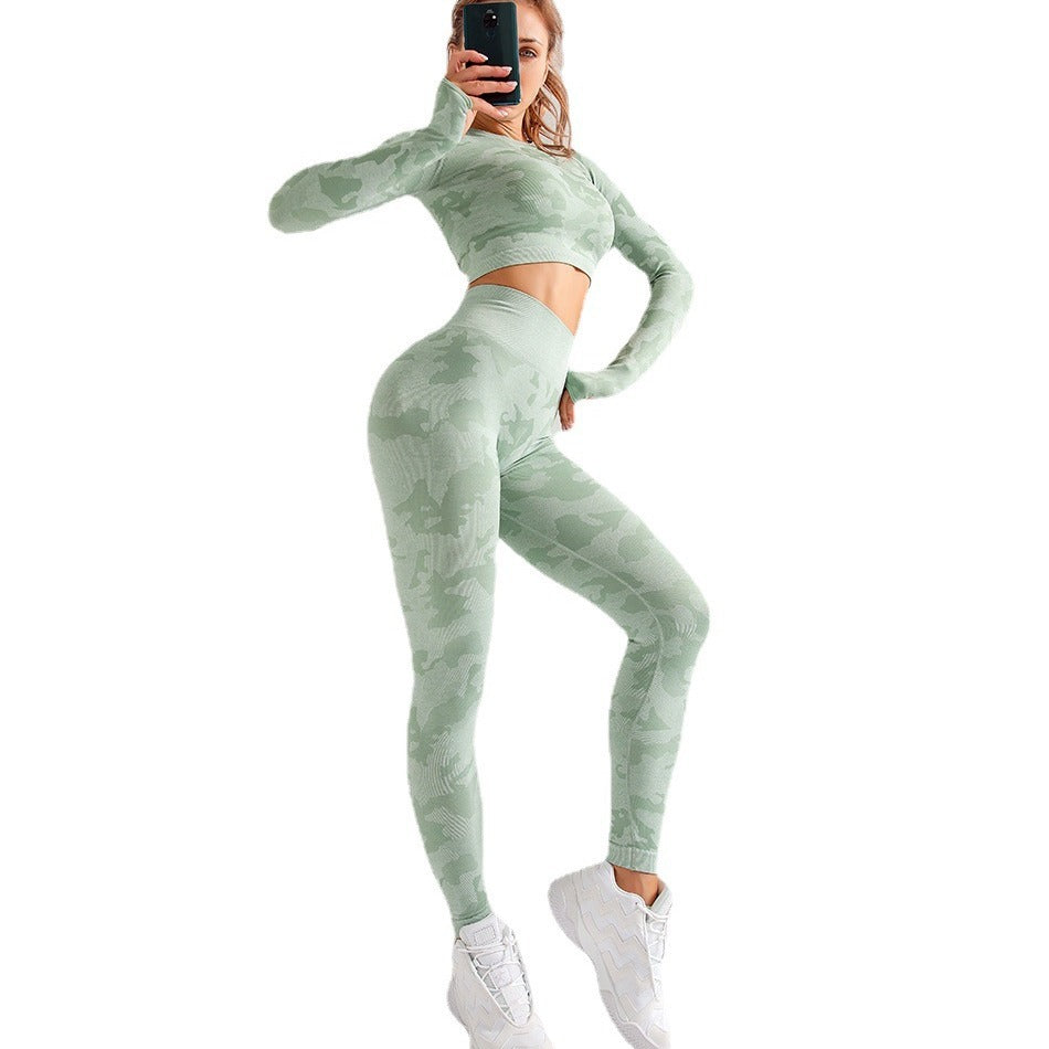 Camouflage 3-piece long sleeved bra pants sports Set!